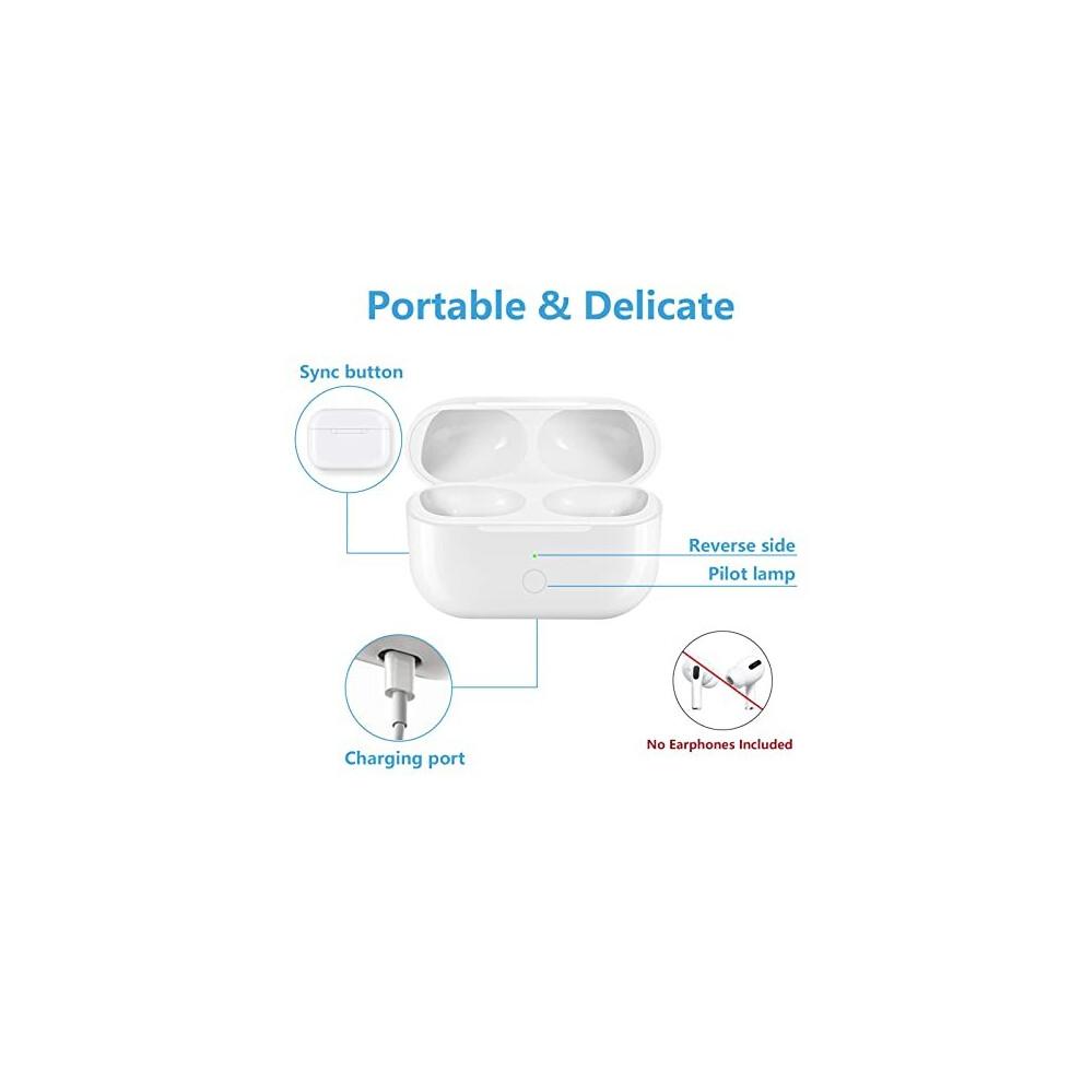 Kabelloses Ladecase Ersatz für AirPods Pro – 660mAh Integrierter Akku, Bluetooth-Synchronisierung, Qi Kabellos & Lightning Ladeanschluss (Nur AirPods Pro)