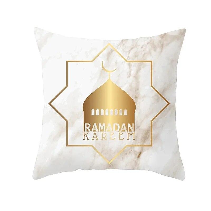 45x45cm Ramadan Decoration 2024 Home Mubarak Cushion Cover Cotton Eid Islamic Muslim Happy Eid Mosque Party Supplies