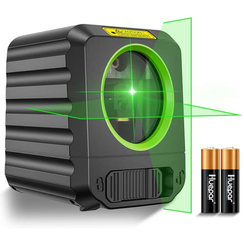 Huepar Green Laser Level, 2-Line and Cross Line Laser, Automatic Correction, Tilt Mode, High Brightness, Lightweight (175g), Easy Operation (B011G)