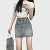 2023 Trendy High Waist A-Line Denim Mini Skirt for Spring/Summer