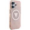 Guess Iml Metal Glitter 4G Circle Triangle Case for iPhone 16 Pink