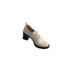 Small 8cm high-heeled Velcro high-heeled loafers one-pedal single shoes women's commuter round head thick-heeled small leather shoes