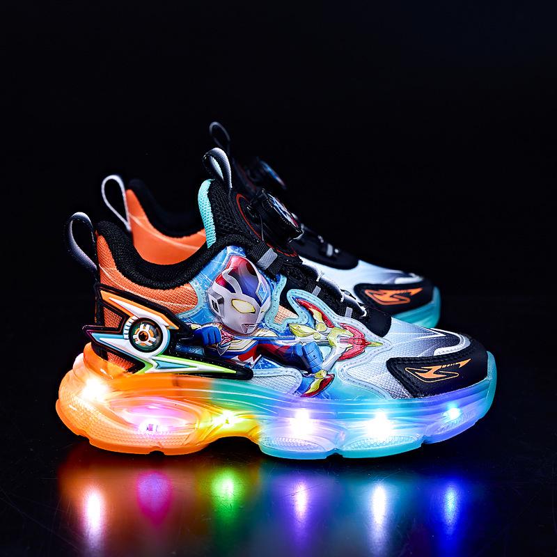 Boys' 2025 Winter Cartoon Sports Luminous Light-Up Shoes: Warm, Anti-Slip, Plus Velvet
