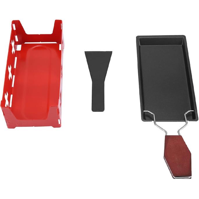 Cheese Raclette Stove Set, Carbon Steel Portable Non-stick Cheese Raclette Rotaster Baking Tray Stove Set Home Kitchen Grilling Tool Mini Raclette