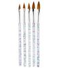 5pc/Lot  Crystal Acrylic Nail Brush with  Glitter Nail Art Brush  Tools Flower Builder Carving DIY Drawing Brush