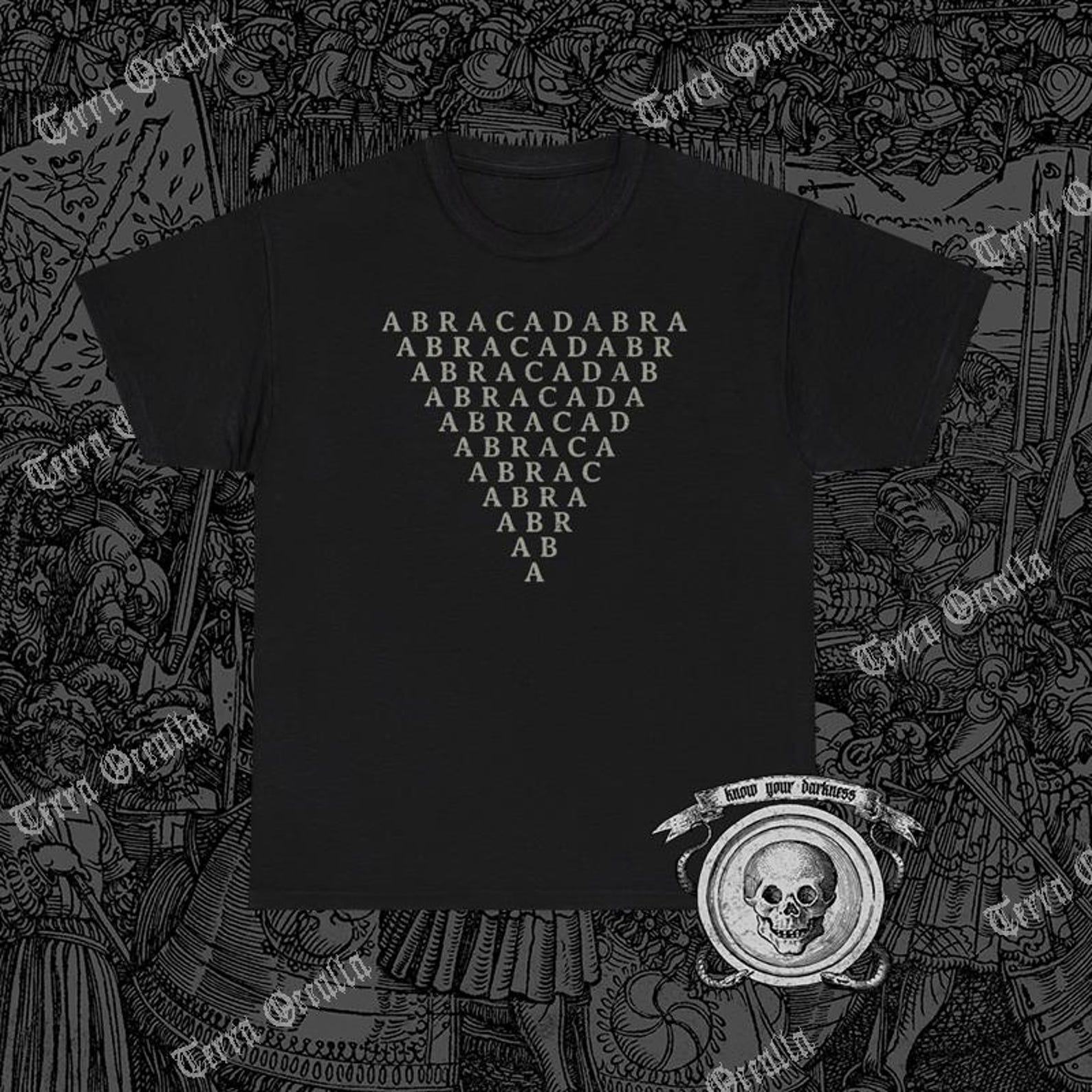 Abracadabra Shirt, Occult T-Shirt, Inverted Triangle L