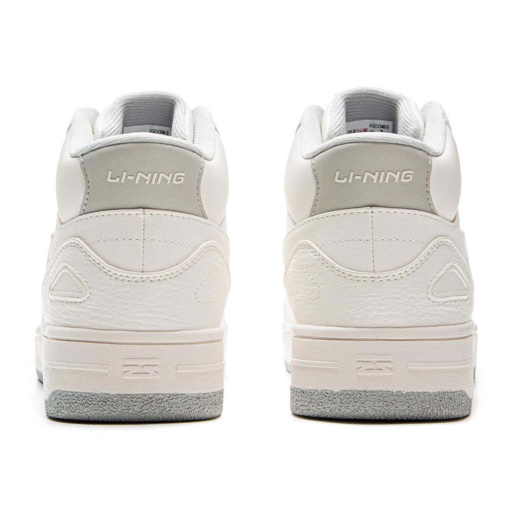 Li Ning Tianji HI Slip Resistant Cushioning Abrasion Resistant Mid top Skateboard Shoes Women's White Gray AGCV340-3