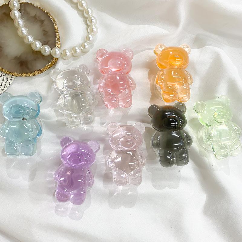 Color Bear Airbag Bracket Cartoon Epoxy Cute Creative Lazy Desktop Bracket Simple Solid Color Portable Ring