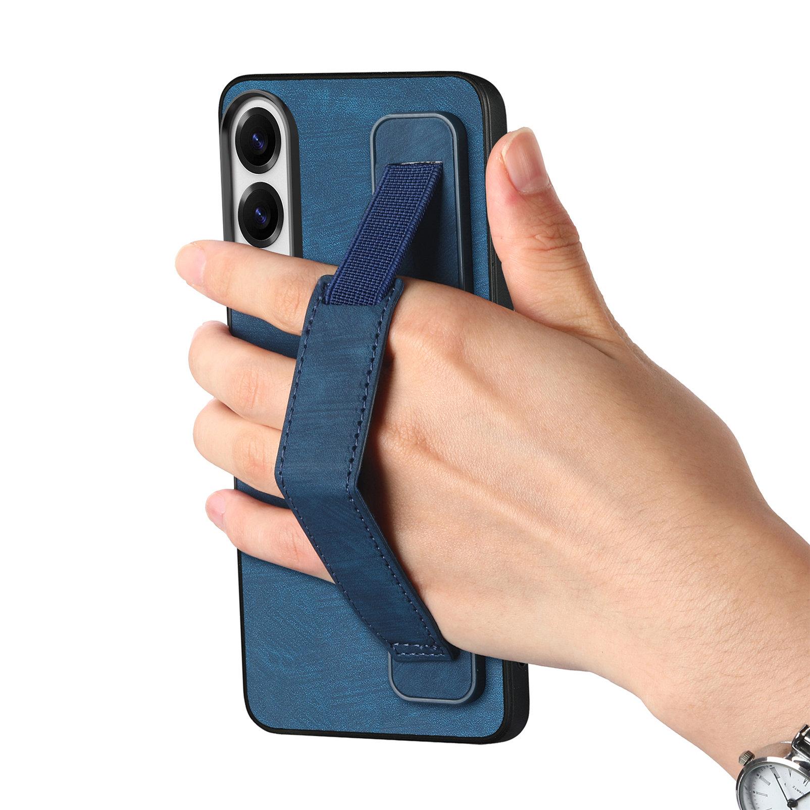 

For Samsung Galaxy S25 Edge Case with Wristband Kickstand Leather+TPU Phone Cover Purple