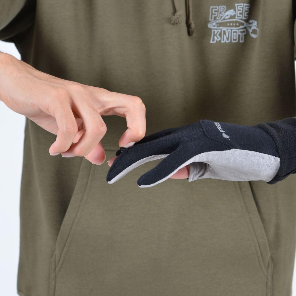 Free Knot Photonic Fouron Sheepback Gloves, 3-Piece Cut, Medium, Black, Y4622-M-90