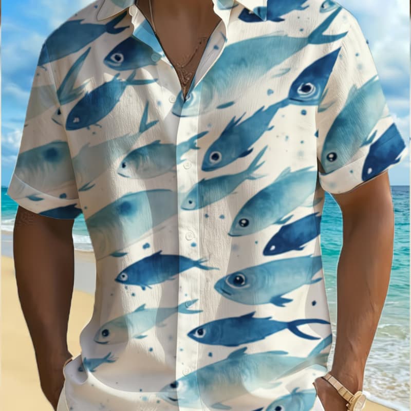 

Men s casual shirt printed short-sleeved shirt suitable for outdoor sports XXL