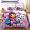 3pcs Gabby’s Dollhouse Bedding Set Duvet Cover Closure Includes 1 Duvet Cover & 2 Pillowcases, Soft and Comfortable for All Seasons.