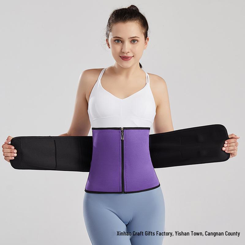 Postpartum Waist Trainer & Sweat-Inducing Body Shaper with Double Belt & Zipper for Abdomen Control