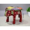 Handcrafted and Hand-Painted Colorful Wooden Elephant Stool/Side Table for Home/Office/Living or Bedroom Decor (Maroon)