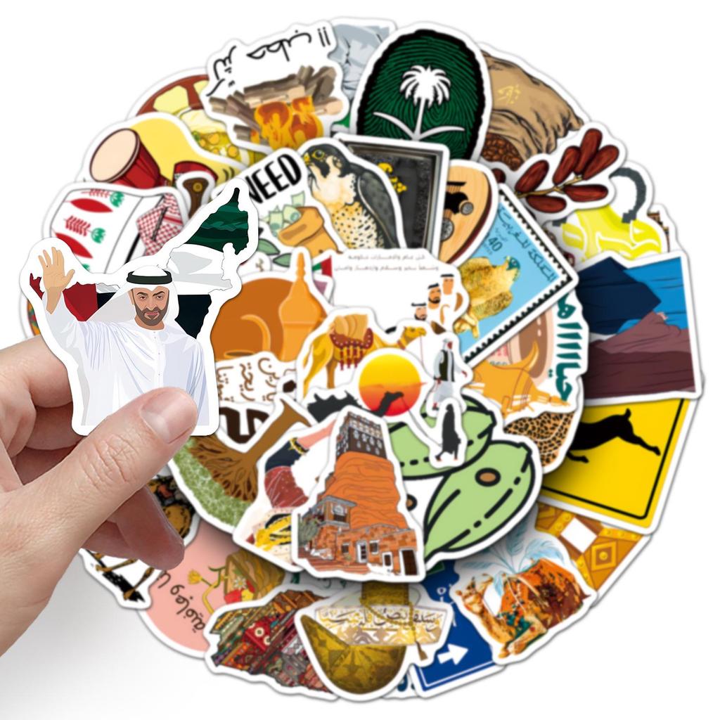 50 Arabic Style Travel Stickers: Regional Scenery for Motorcycle, Thermos, and Cups