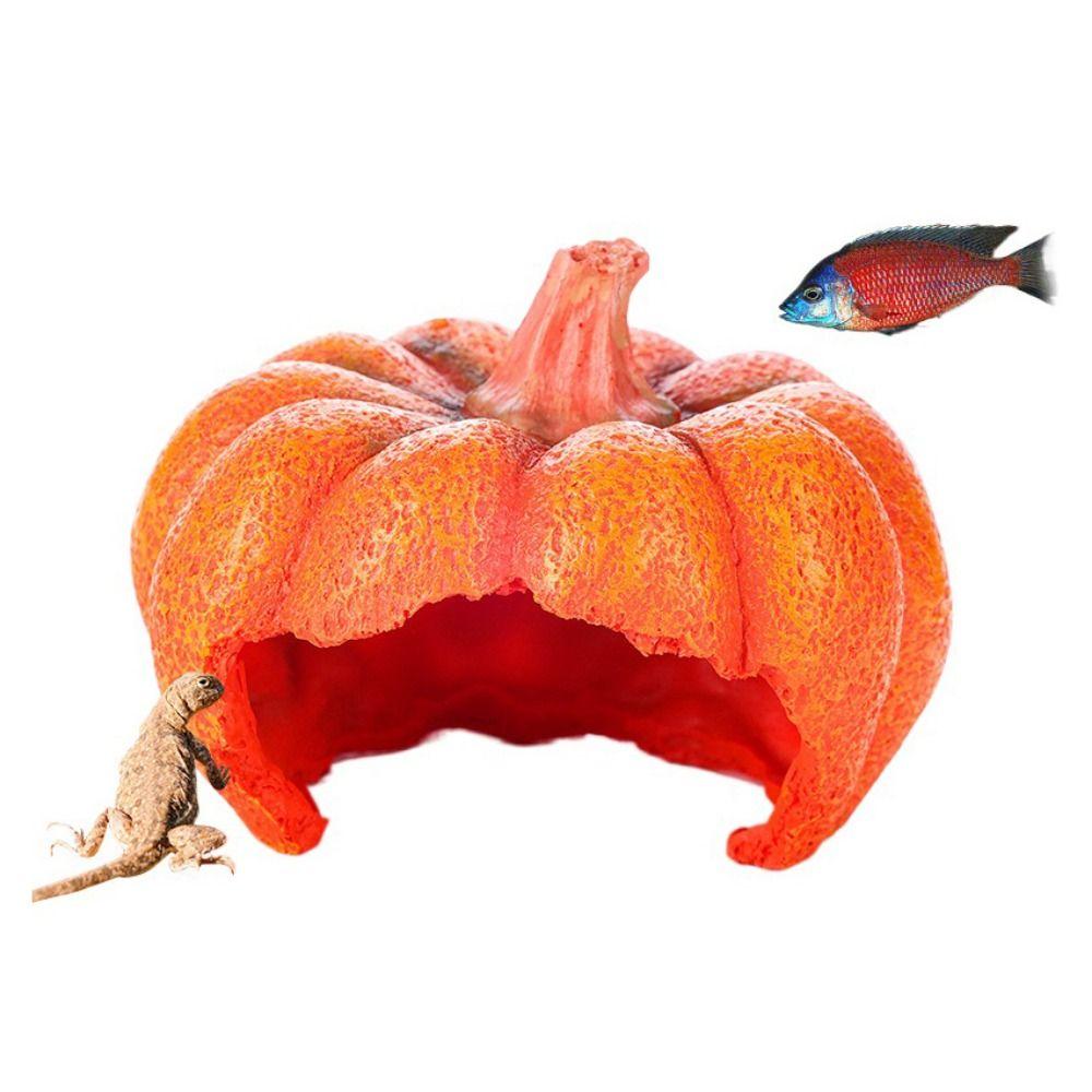 

Realistic Fish Tank Pumpkin Ornament Resin Pumpkin Underwater Shrimp Cave Aquarium