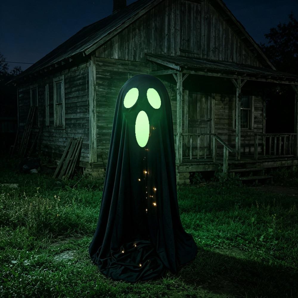 Adjustable Halloween Standing Ghost Decor Glowing Scary Ghost Figure Porch Yard Decor