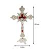 Standing Crucifix Catholic Small Religious Decorative Metal 10 Inches Crucifix with Stand for Altar Shelf Home Tabletop Ornament