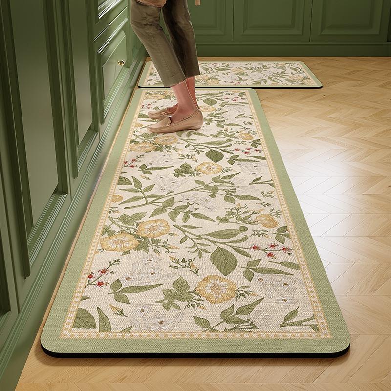 Kitchen Floor Mat Absorbent Carpet Flowers Diatom Mud Quick-drying Oil Absorp Rug Non-slip Long Foot Mats Home Decor Rugs