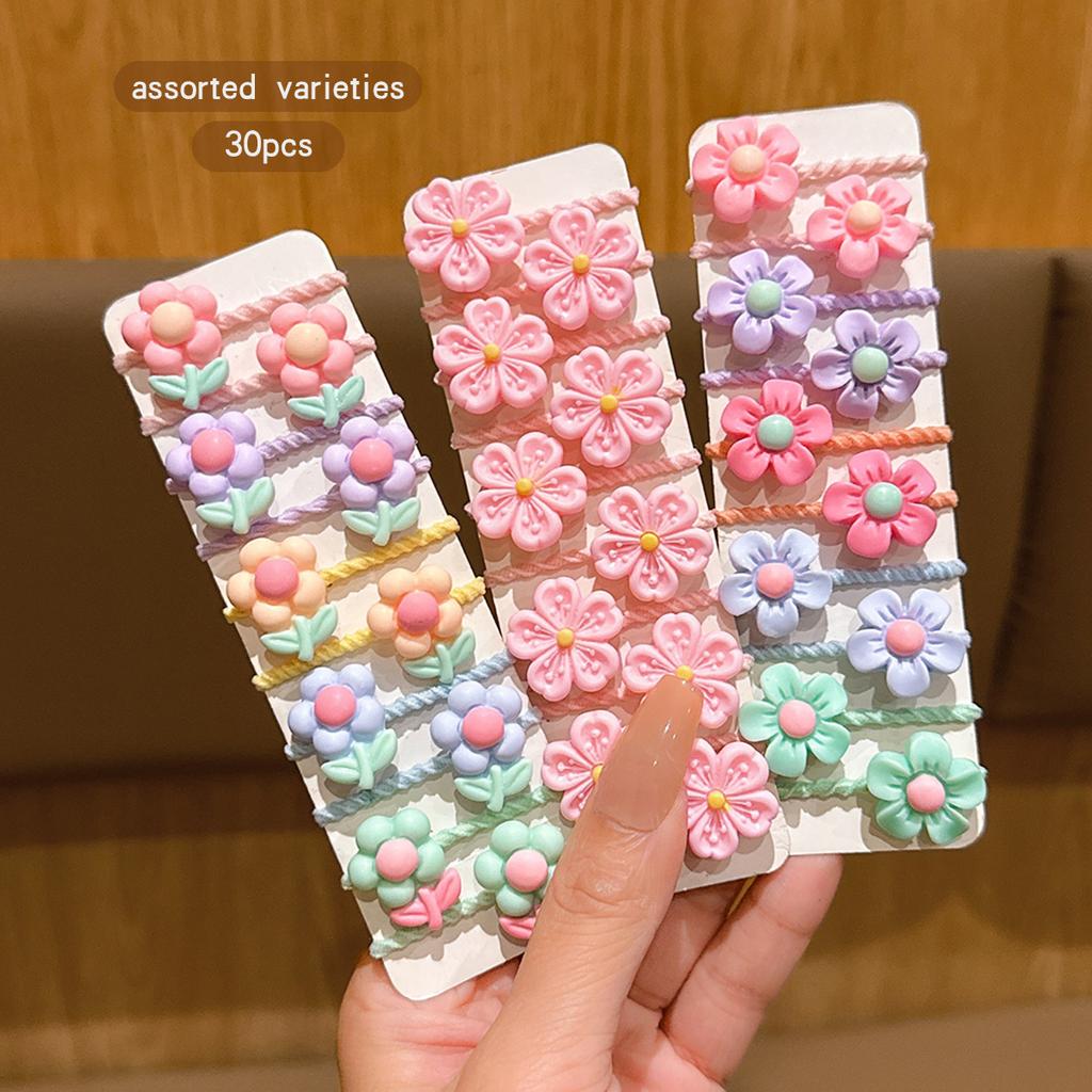 30 cute flower shaped rubber band hair accessories suitable for daily use