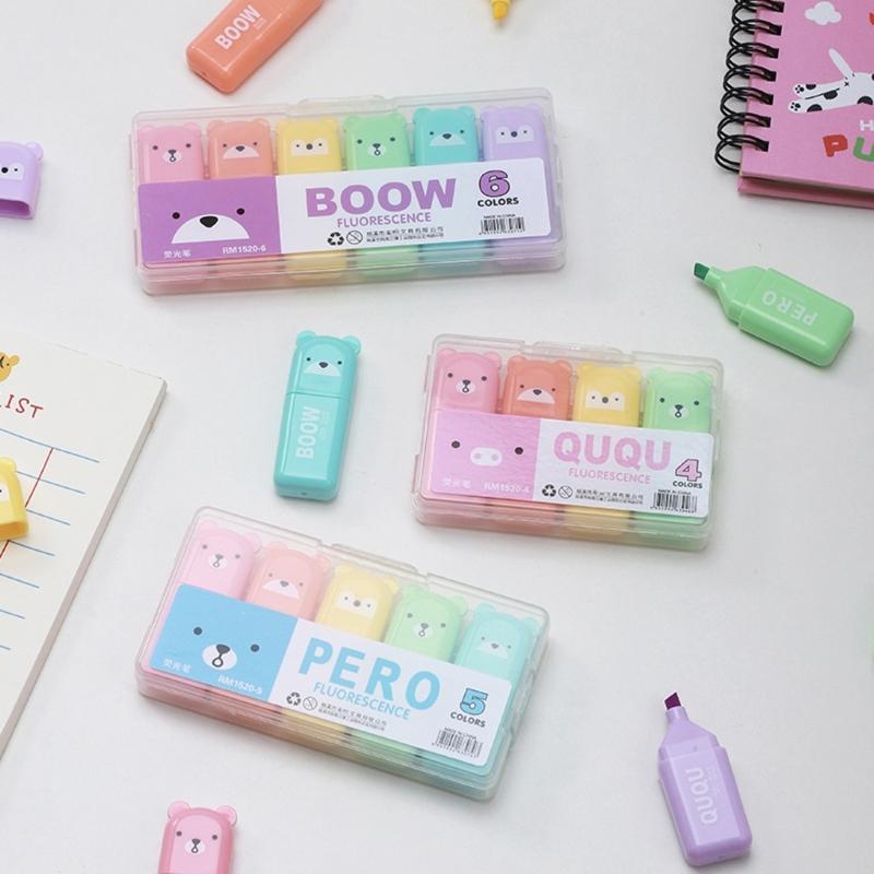 4/5/6 Farben Textmarker Set Textmarker Set Bibel Textmarker Set Cartoon Textmarker Stift Filzstift für Scrapbook