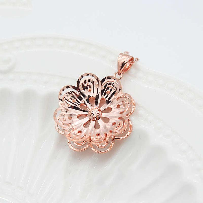 Фиолетовый Позолоченный Розовое Золото Темперамент Полый Двухслойный Цветочный Комплект Цепь Холодный Ветер Высококачественное Ожерелье Женское