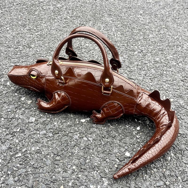 Kreative Krokodilform Handtasche Modische Hochwertige Leder Schultertasche Persönlichkeit Spezielle Form Damen Umhängetasche