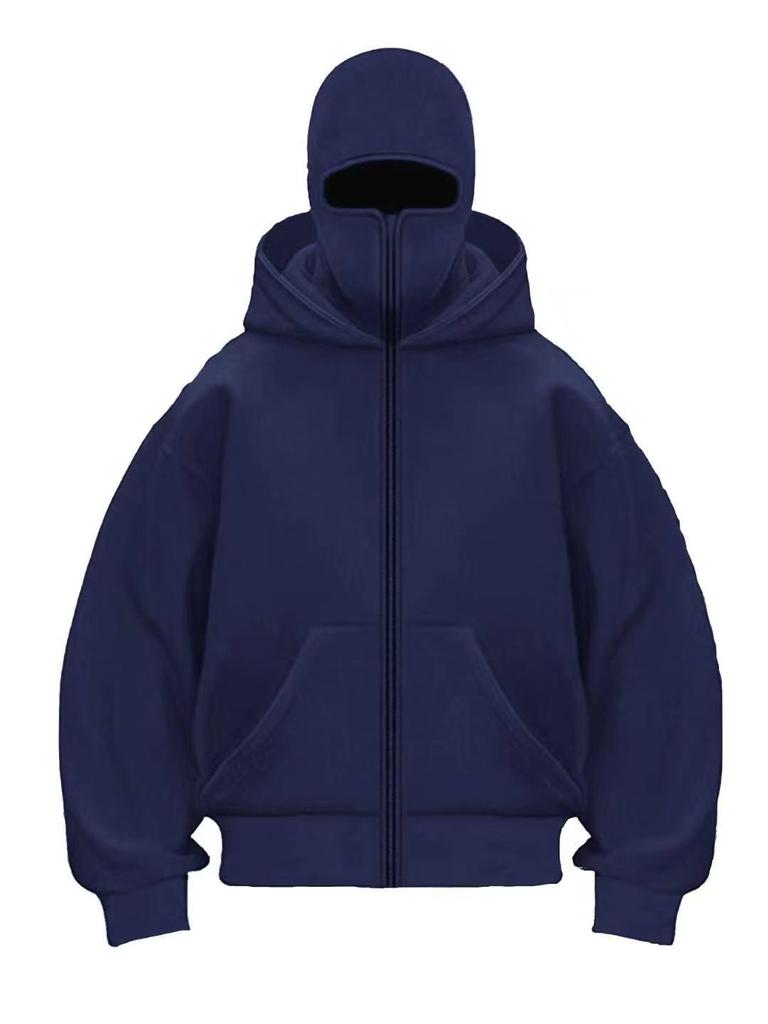 Unisex Double Hood Fleece Zipper Jacket for Spring, Autumn, and Winter