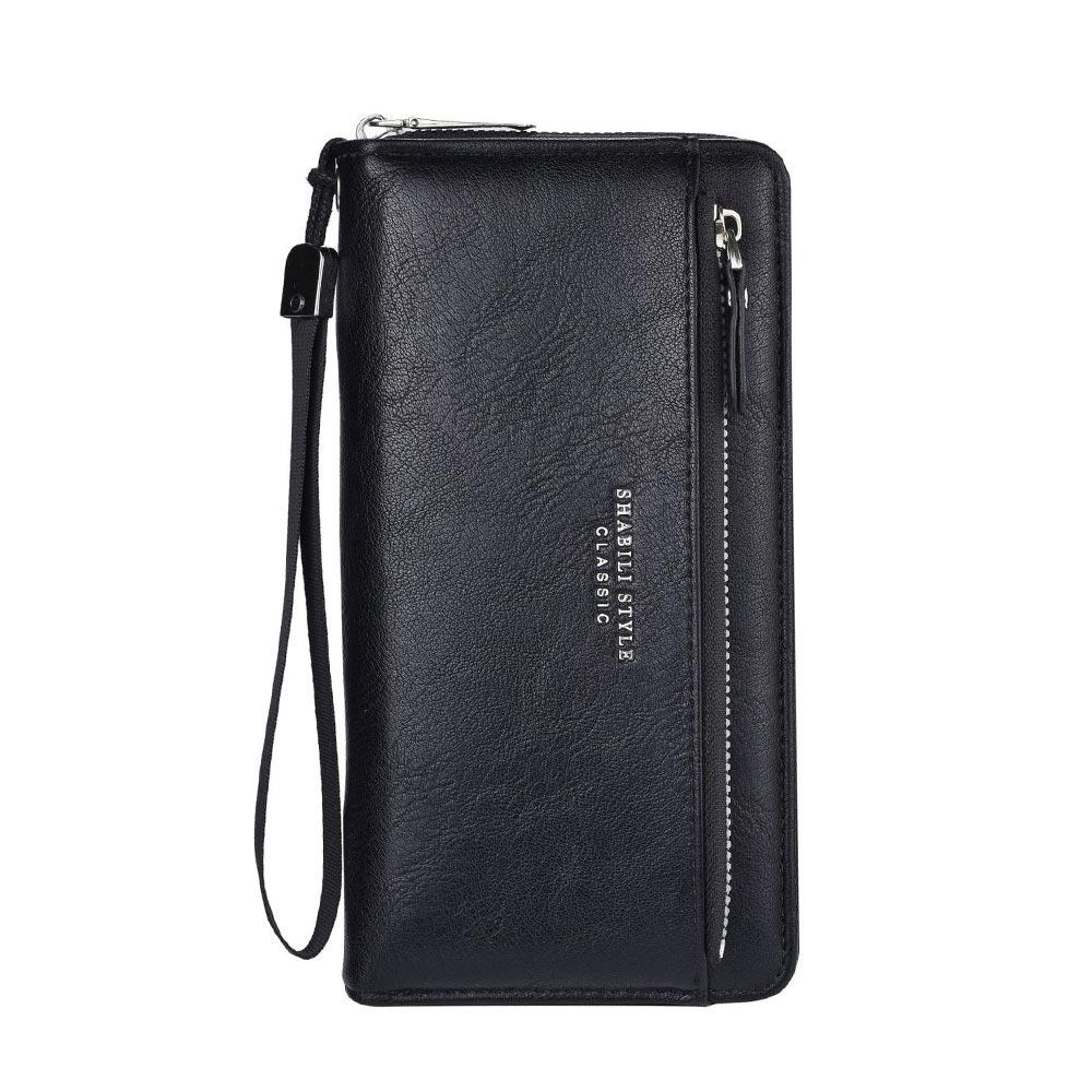 Fashion PU Leather Men Wallet Multi-card Slot Card Holder Clutch Bag Large-capacity Zipper Long Wallet