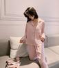Season long-sleeved pajamas silk new three-piece set ice and snow pajamas women's loungewear trousers set silk pajamas women's autumn