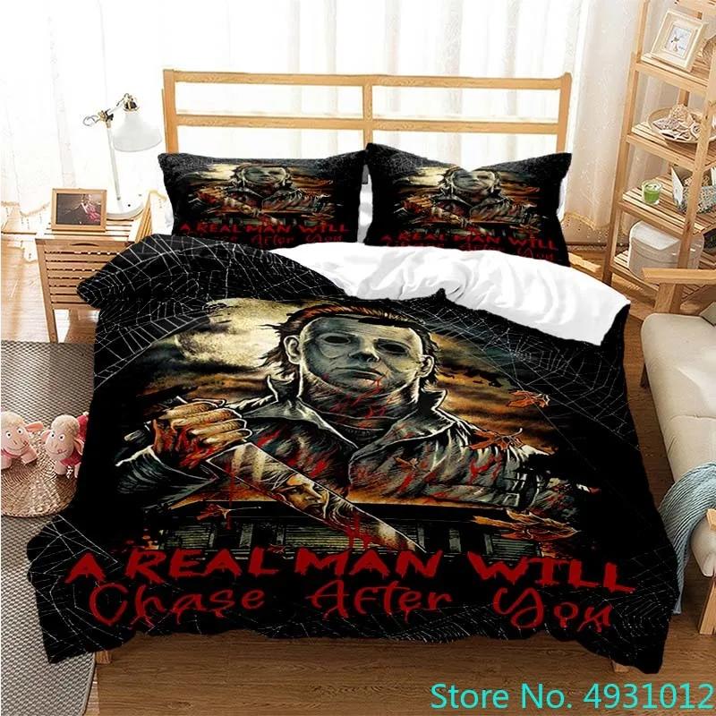 Halloween Michael Myers 3D Printed Bedding Set Duvet Cover Pillowcases Comforter Bedding Set Bedclothes Baby Kids Child Gift