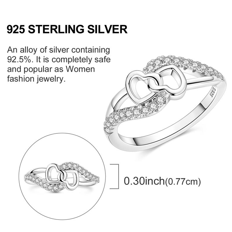Silver Plated Sparkling Love Rings Zircon Winding Line Geometric Rings For Women Engagement Jewelry Anniversary Gift