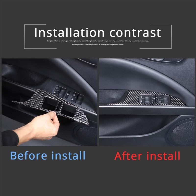 For Seat Leon 2008-2012 Soft Carbon Fiber Car Window Lift Switch Panel Cover Trim Sticker Interior Accessories 4 Pcs