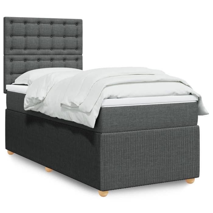 VidaXL Sommier à lattes de lit avec matelas Gris foncé 80x200 cm Tissu 3291898