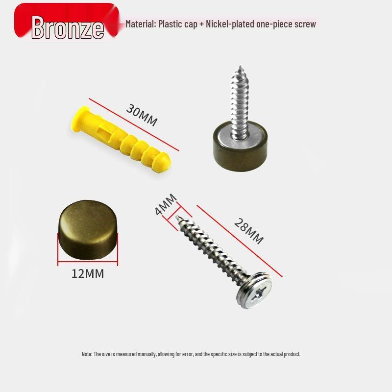 Decorative Glass Mirror Nail Caps: Thickened Flat Screws for Bathroom Signs