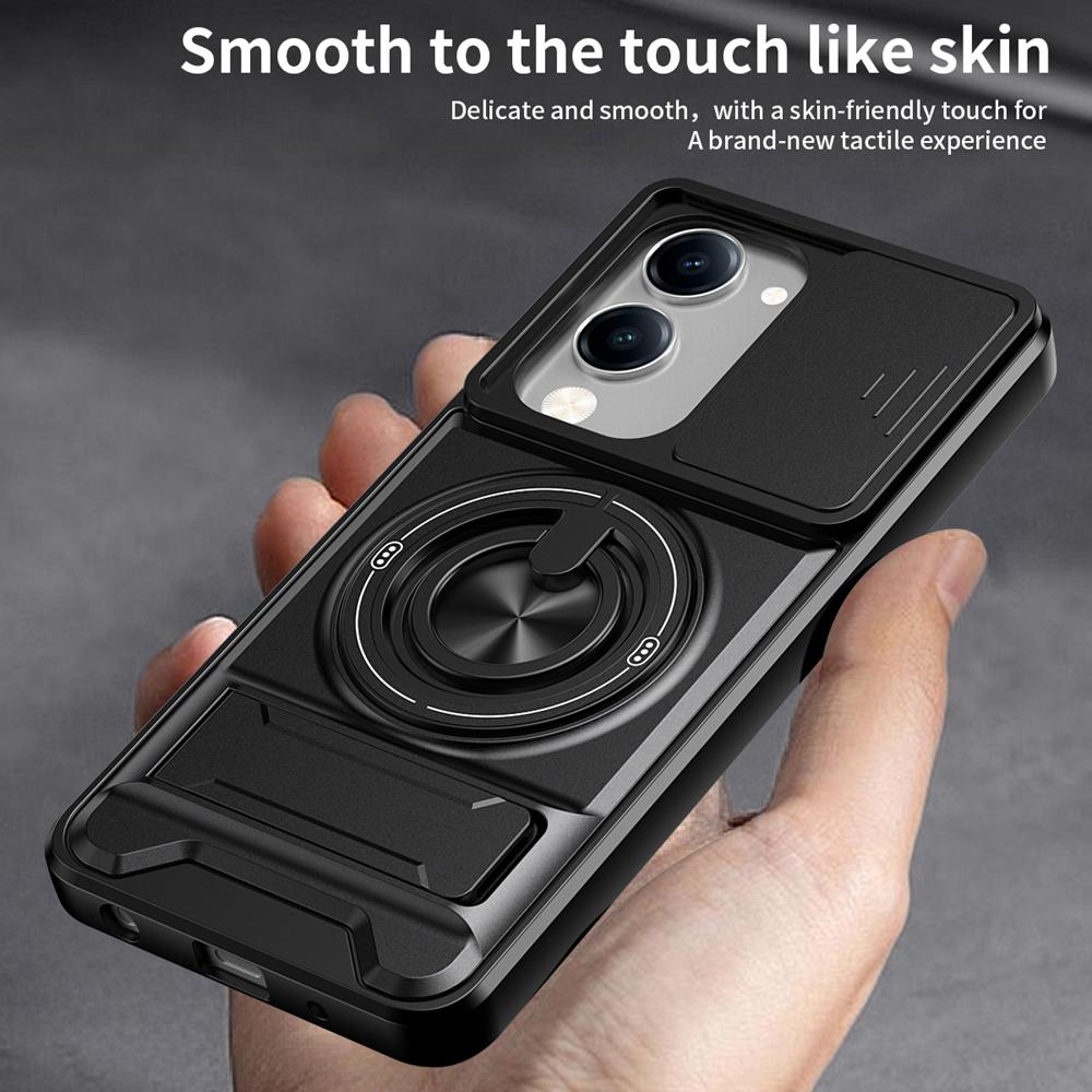 KEYSION Magnetic Phone Case for VIVO Y04 Y04s Y29s Y29t 5G Slide Camera Protection Upright Kickstand 360° Ring Shockproof Cover