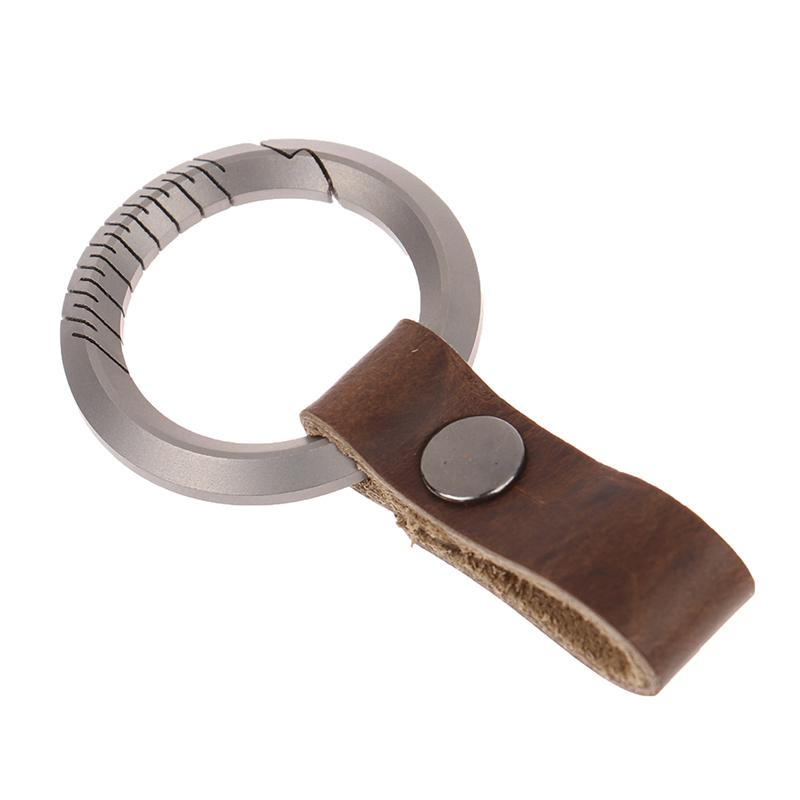Titanium Alloy Leather Waist Belt Buckle Keychain Car Pendant Edc Outdoor Tool Men Women Luxury Accessories Gifts