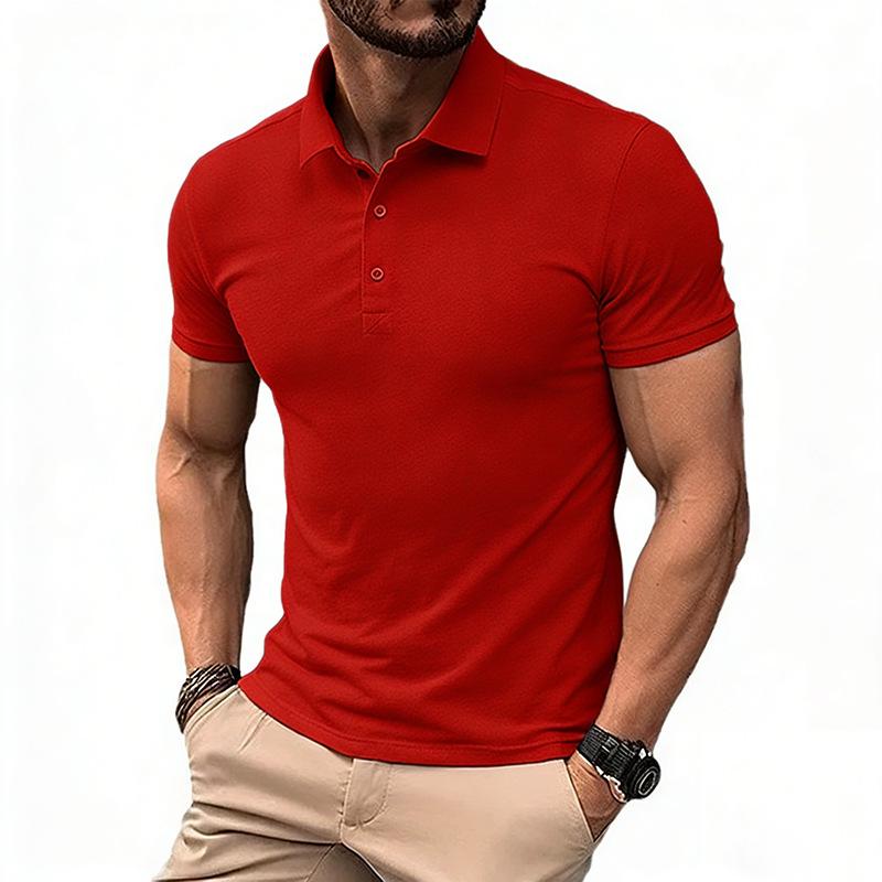 Men's Solid Color Short Sleeve Pique Knit Polo Shirt Casual Daily Wear Top for Summer