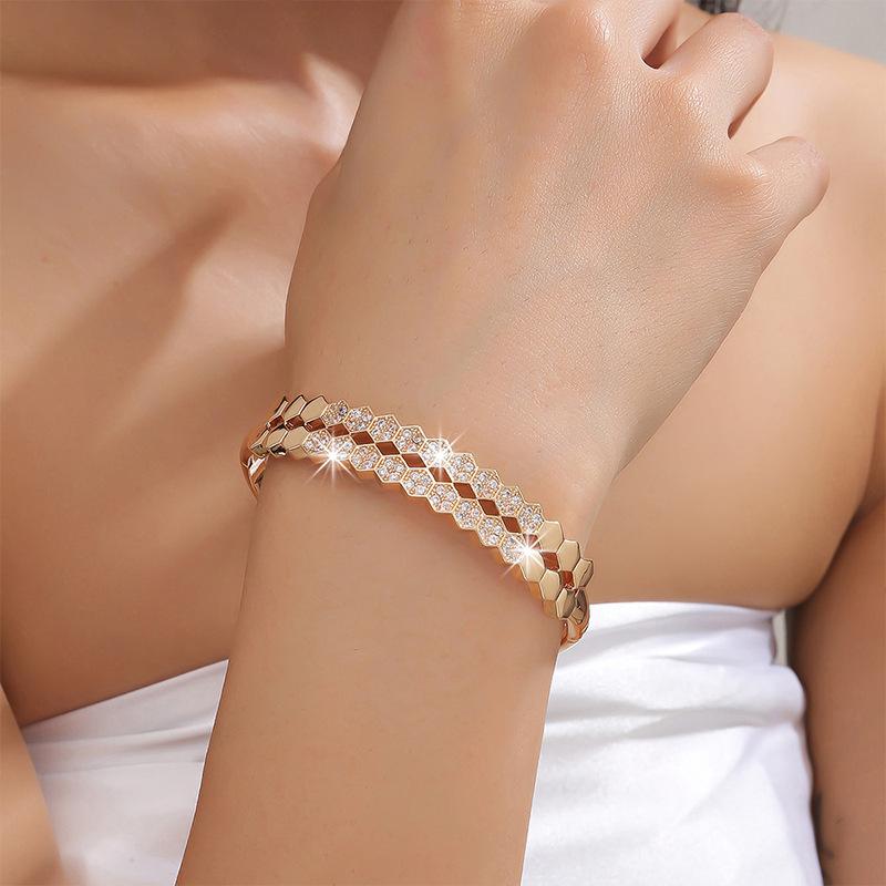 New Double-row Pentagonal Zircon Bracelet Light Luxury Versatile Jewelry