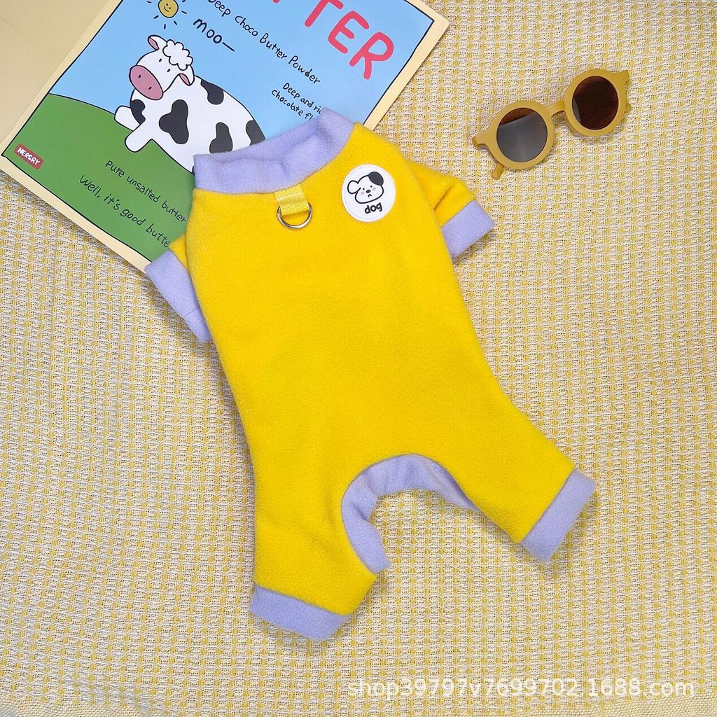 Dog four-legged clothing autumn and winter velvet contrasting colors four-legged clothing for pets and cats