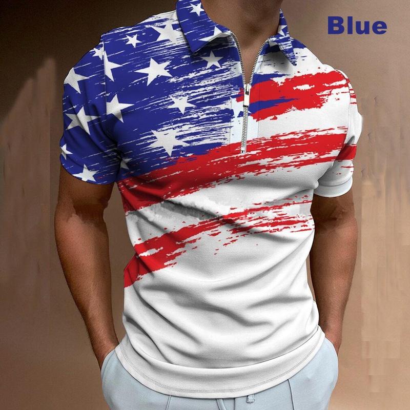 Mens Sport Knitted Short Sleeve Polo Shirt 3d Printing High Quality Hot Selling Men's Wear