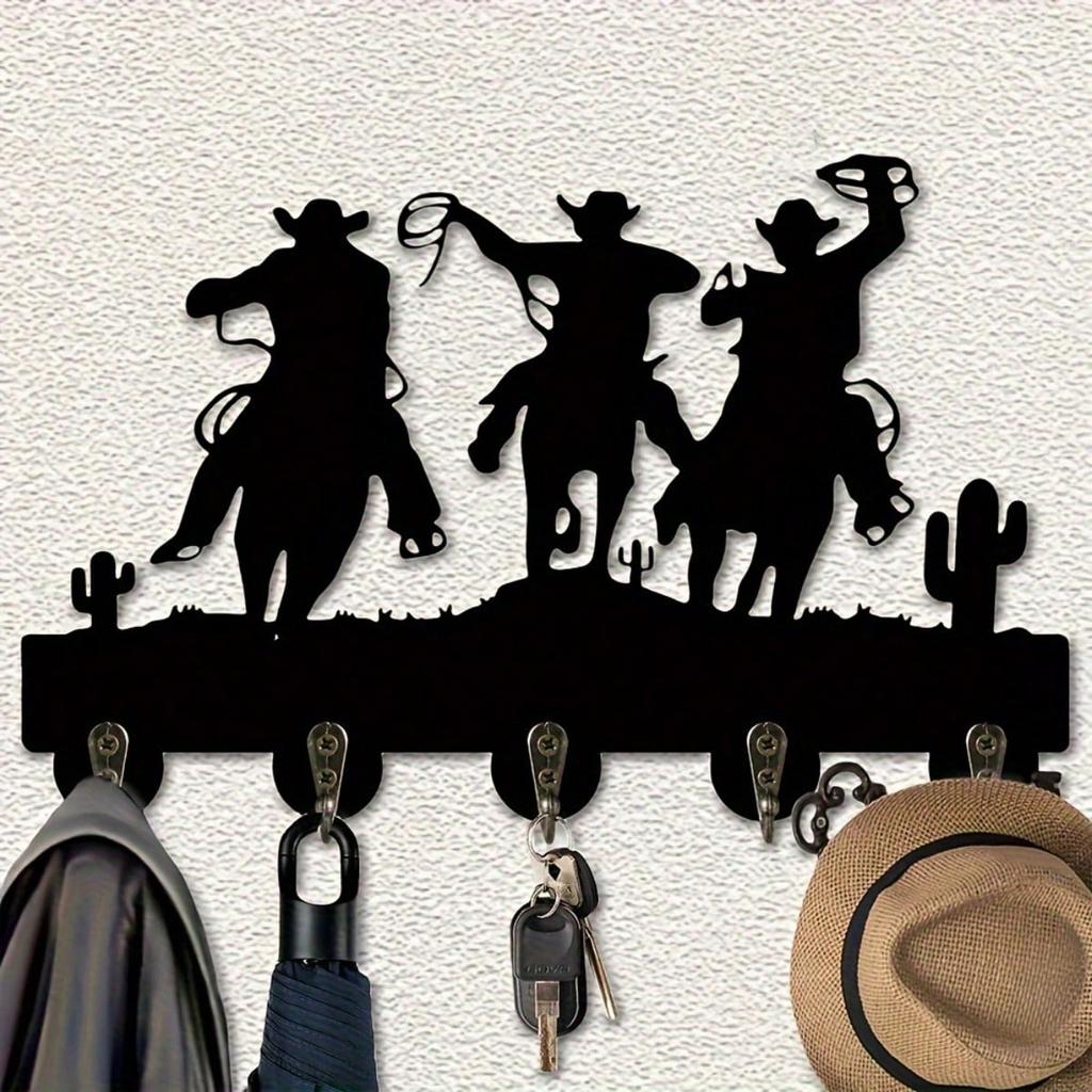 Metal Cowboy Hat Wall Hook Rack Western Decor Bar Hanging Storage Organizer