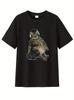Unisexs Crew Neck Summer Short Sleeve Tshirt With Cute And Fun Cat Listening To Music Print Casual And Comfortable Top