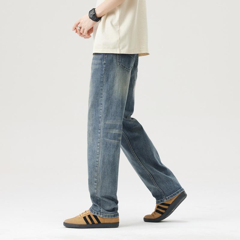 New Spring and Summer Wide-leg High Street Retro Loose Straight Jeans for Men