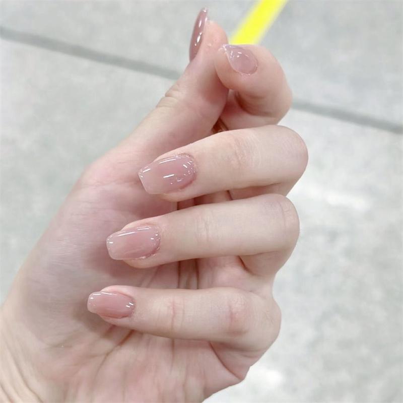 Uñas Postizas Press-On Ojo de Gato Rosa Nude 30 Piezas Reutilizables Brillantes Translúcidas Con Brillo Tipo Gel y Fácil Remoción