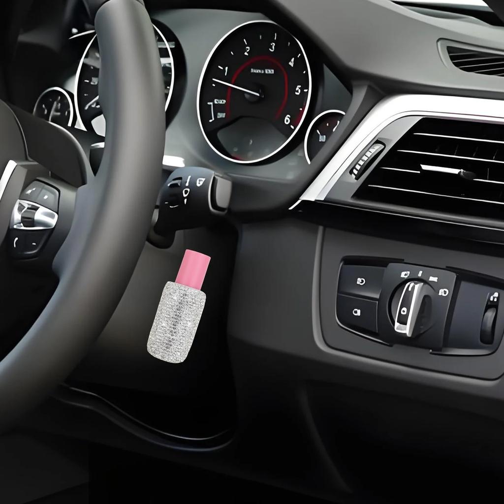 Bling Car Lip Balm Holder Insulating Crystal Rhinestone Auto Chapstick Holder Sparkling Vehicle Interior Decor Accessories