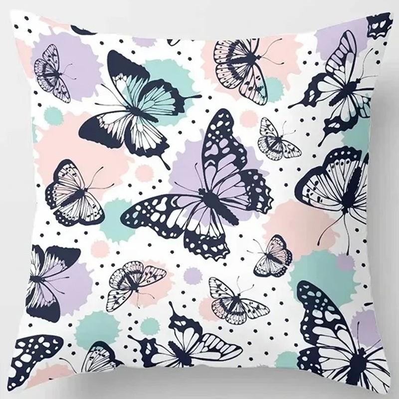 Colorful Butterfly Patterns Pillow Covers Pattern Cushion Cover Suitable For Sofa Bedroom Car Pillow Cover
