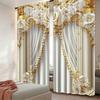 2pc Platinum Carved Curtains, Nordic Retro Style, Suitable for Bedrooms and Living Rooms, Rod Pocket Decorative Curtains
