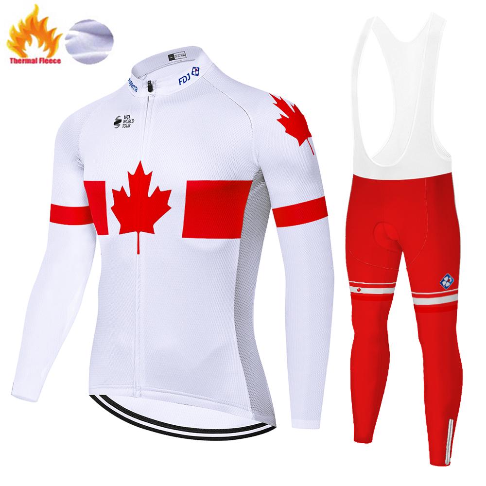Thermal Smile FDJ Cycling Suit for Men, Winter Jersey, Mountain Bike, 2023