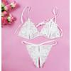 Women's Open-file Sexy Lace Transparent, Three-point Erotic Underwear Open-crotch Panties Seduction Set